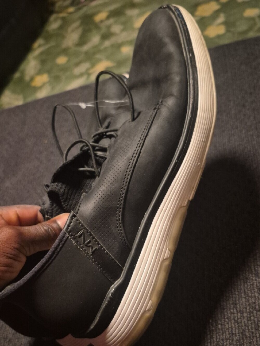 Mark Nason Black Slip-On Lace Sneakers with White Rim - Picture 3 of 10